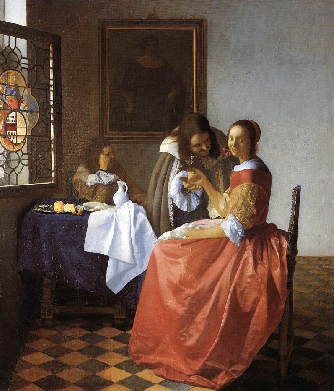 Jan Vermeer A Lady and Two Gentlemen Norge oil painting art
